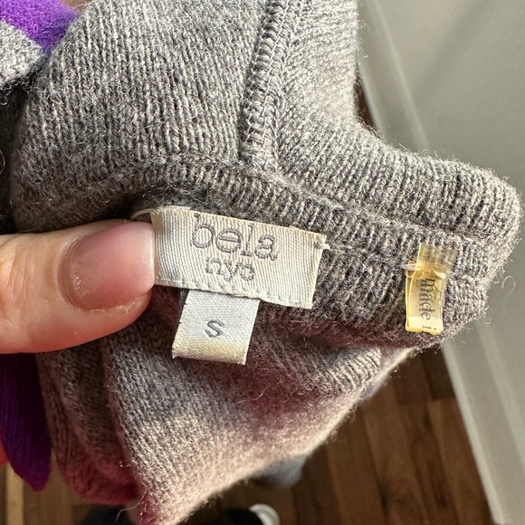 Bela NYC Wool/Cashmere Blend Purple/Grey striped single button cardigan sz: S - Picture 5 of 8